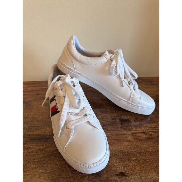 Tommy Hilfiger Women's White Lace-Up Sneakers Athletic Shoes 8.5M - Picture 7 of 11
